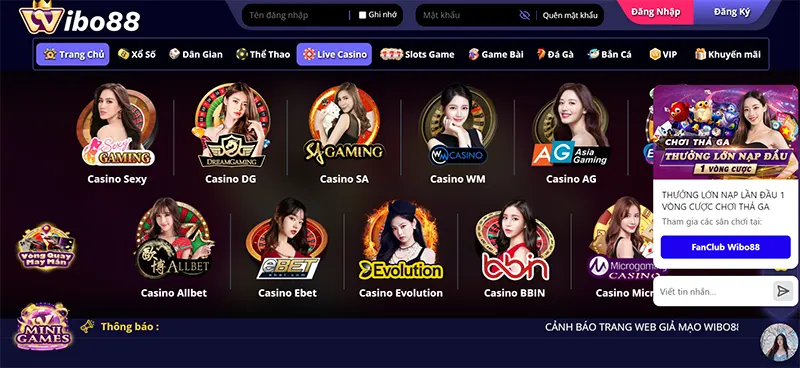 Live Casino Wibo88 là sảnh game đẳng cấp hàng đầu hiện nay