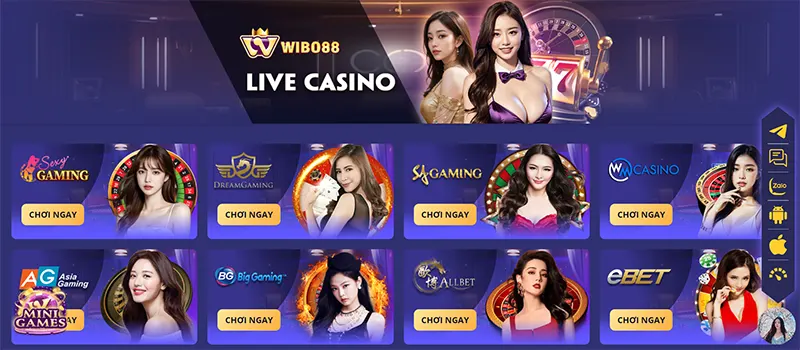 Sảnh game casino online tại nhà cái Wibo88 đa dạng nhiều trò chơi