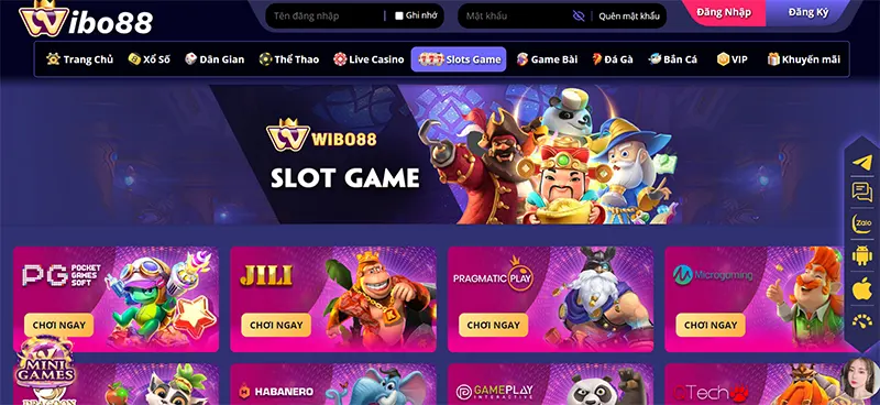 Các trò chơi tại slot game Wibo88 với nhiều chủ đề đa dạng và hấp dẫn người chơi