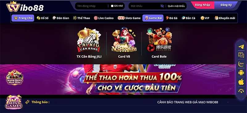 Game bài Wibo88 là một dịch vụ giải trí trực tuyến uy tín hấp dẫn người chơi